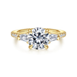 Kendal - 14K Yellow Gold Round Three Stone Diamond Engagement Ring