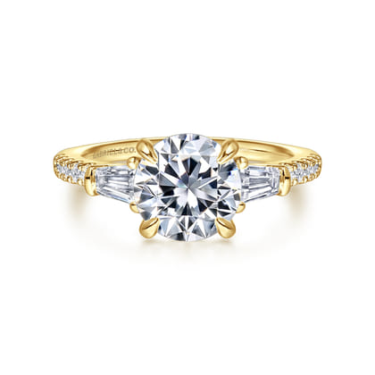 Kendal - 14K Yellow Gold Round Three Stone Diamond Engagement Ring