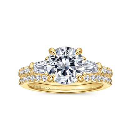 Kendal - 14K Yellow Gold Round Three Stone Diamond Engagement Ring