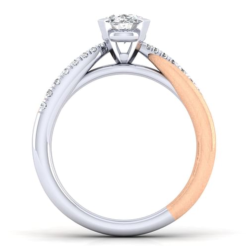 Kendall - 14K White-Rose Gold Oval Diamond Engagement Ring - 0.17 ct - Shot 2