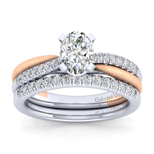 Kendall - 14K White-Rose Gold Oval Diamond Engagement Ring - 0.17 ct - Shot 4