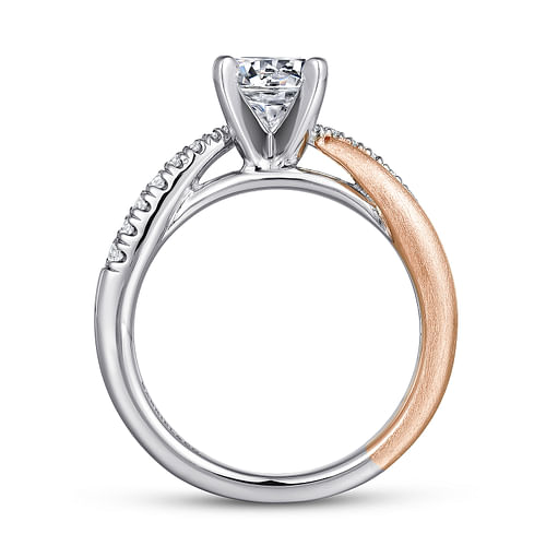 Kendall - 14K White-Rose Gold Round Diamond Criss Cross Engagement Ring - 0.17 ct - Shot 2