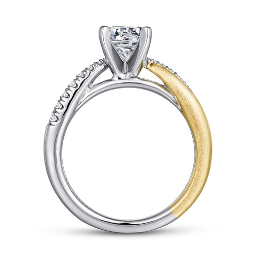Kendall - 14K White-Yellow Gold Round Diamond Twisted Engagement Ring - 0.17 ct - Shot 2