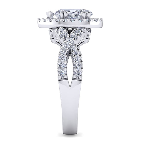 Kendie - Platinum Pear Shape Halo Diamond Engagement Ring - 0.5 ct - Shot 4