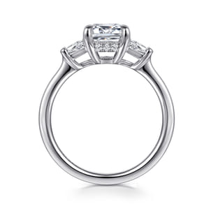 Kenia - 14K White Gold Emerald Cut Three Stone Diamond Engagement Ring