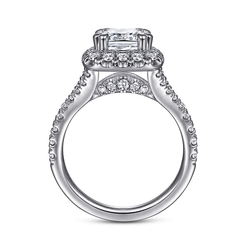 Kennedy - 14K White Gold Cushion Halo Diamond Engagement Ring - 0.87 ct - Shot 2