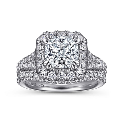 Kennedy - 14K White Gold Cushion Halo Diamond Engagement Ring - 0.87 ct - Shot 4