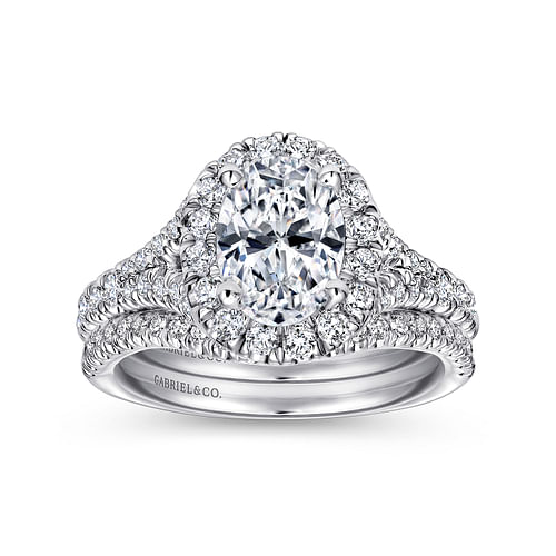 Kennedy - 14K White Gold Oval Halo Diamond Engagement Ring - 0.67 ct - Shot 4