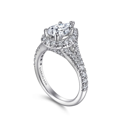 Kennedy - 14K White Gold Pear Shape Halo Diamond Engagement Ring - 0.73 ct - Shot 3