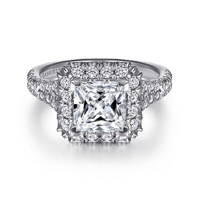Kennedy - 14K White Gold Princess Halo Diamond Engagement Ring