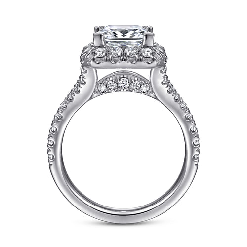 Kennedy - 14K White Gold Princess Halo Diamond Engagement Ring - 0.87 ct - Shot 2