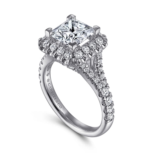 Kennedy - 14K White Gold Princess Halo Diamond Engagement Ring - 0.87 ct - Shot 3
