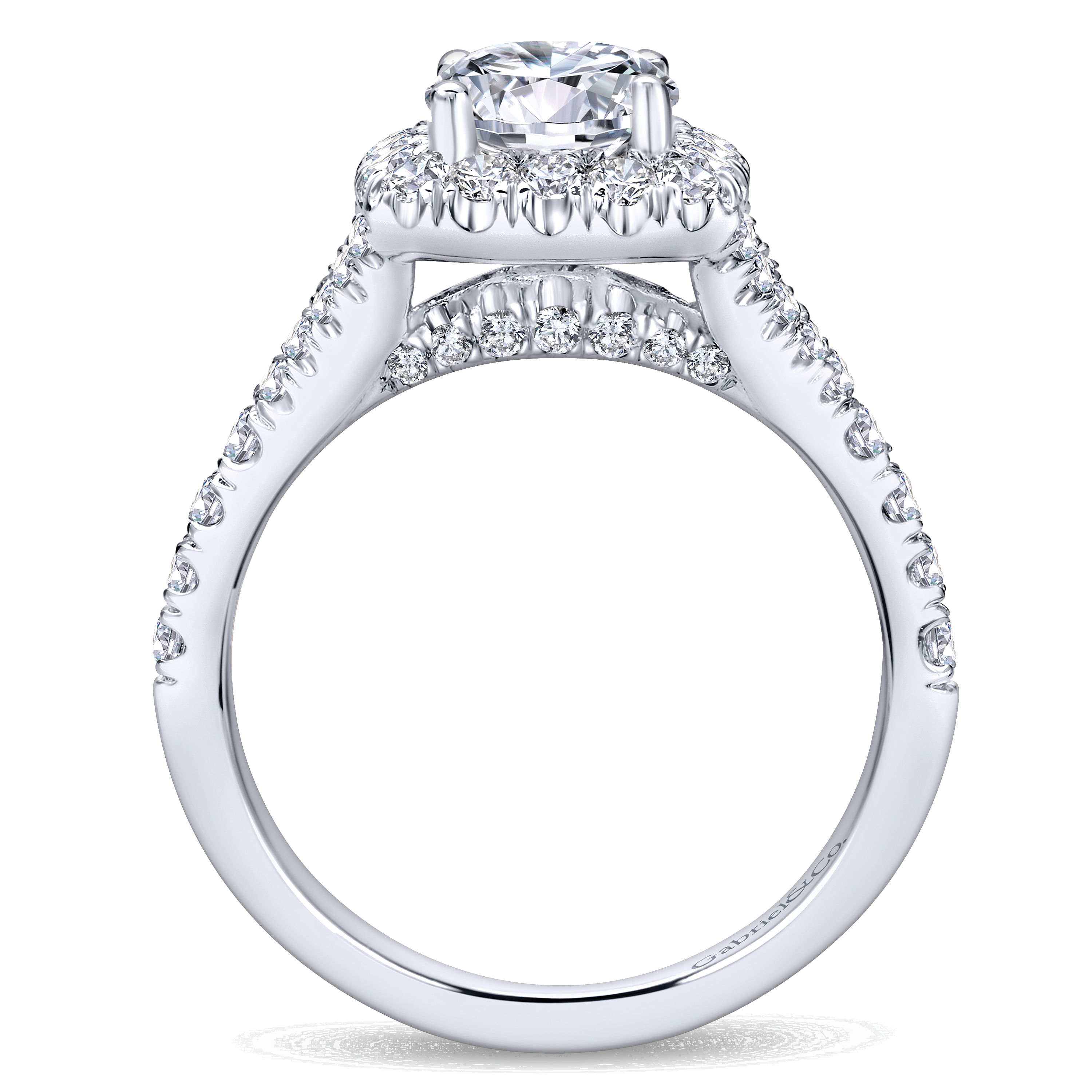 Kennedy - 14K White Gold Round Halo Diamond Engagement Ring - 0.77 ct - Shot 2