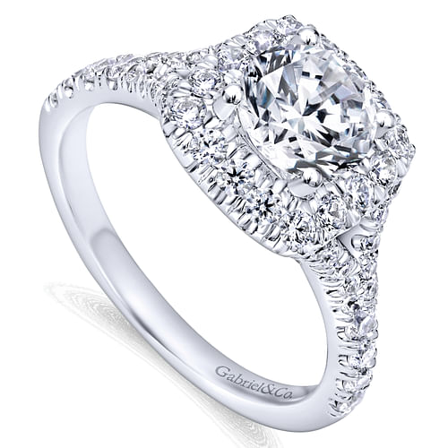 Kennedy - 14K White Gold Round Halo Diamond Engagement Ring - 0.77 ct - Shot 3