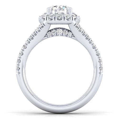 Kennedy - 14K White Gold Round Halo Diamond Engagement Ring - 0.7 ct - Shot 2