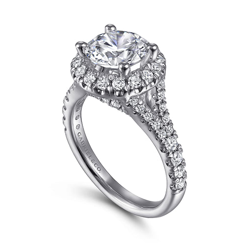 Kennedy - 14K White Gold Round Halo Diamond Engagement Ring - 0.87 ct - Shot 3