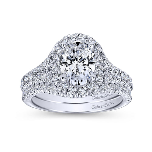 Kennedy - Platinum Oval Halo Diamond Engagement Ring - 0.67 ct - Shot 4