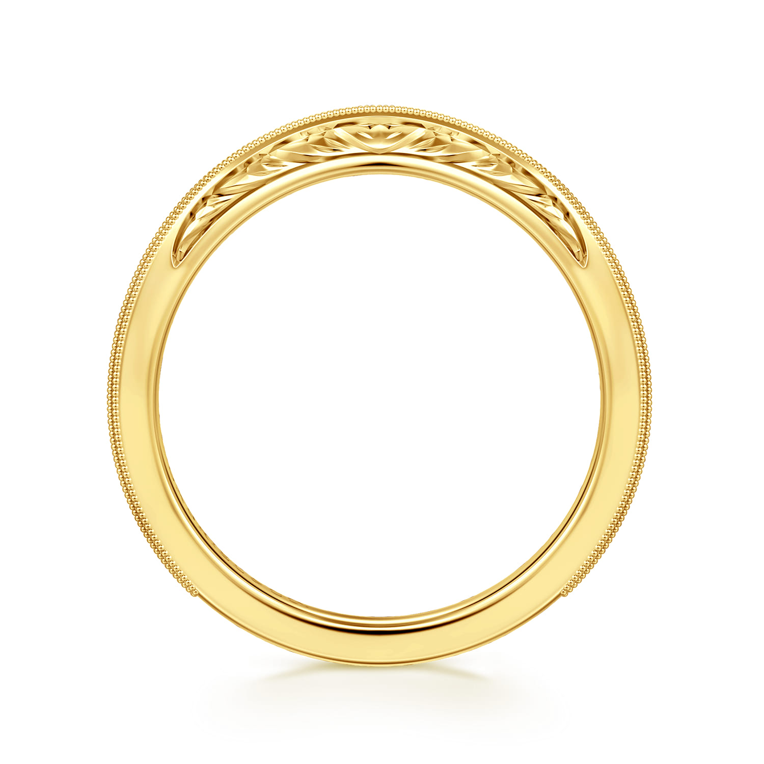Curved Wedding Ring in 14k Yellow Gold with   at Gabriel & Co. - Shot 2