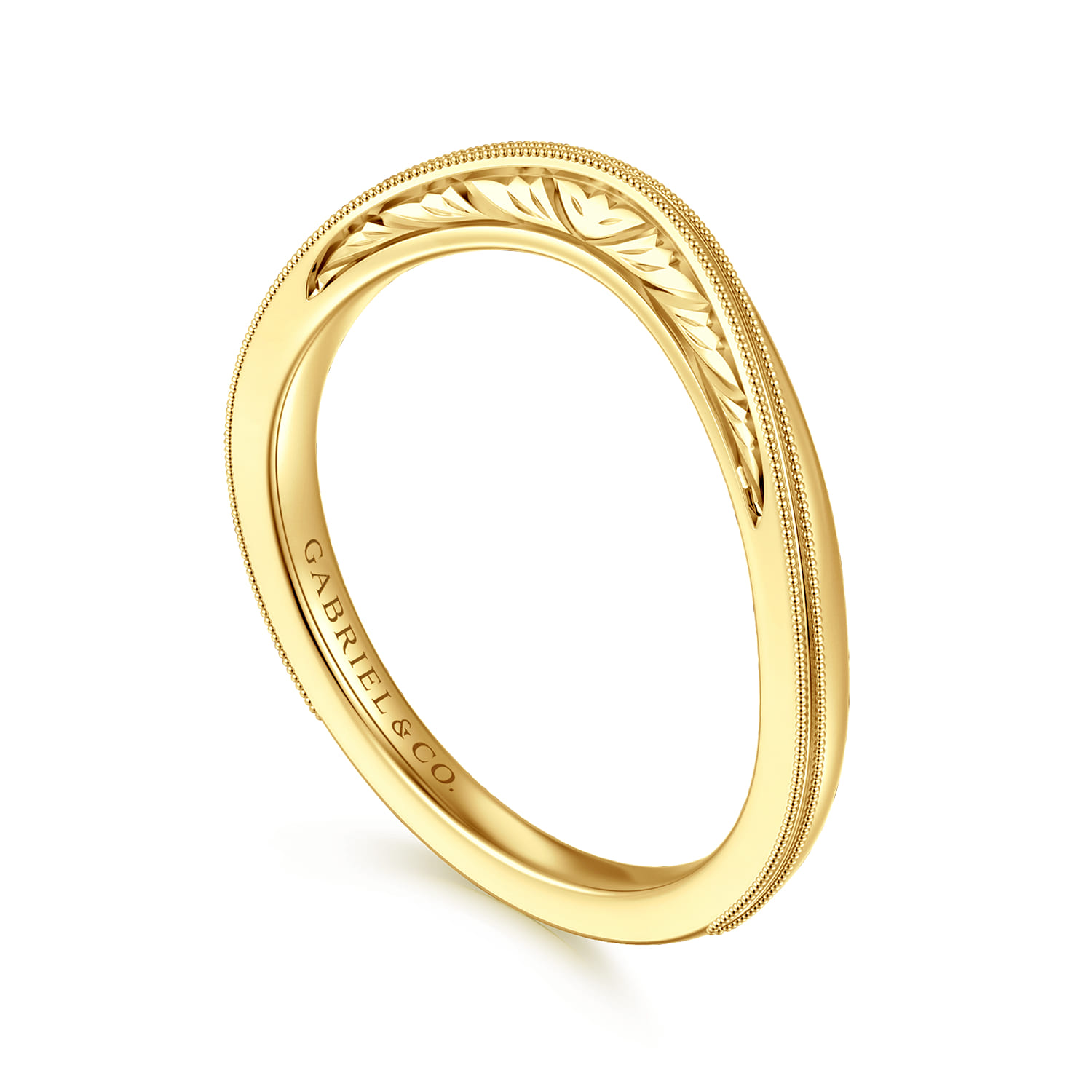 Curved Wedding Ring in 14k Yellow Gold with   at Gabriel & Co. - Shot 3