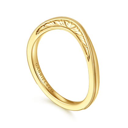 Kenzie - Vintage Inspired Curved 14K Yellow Gold Anniversary Band