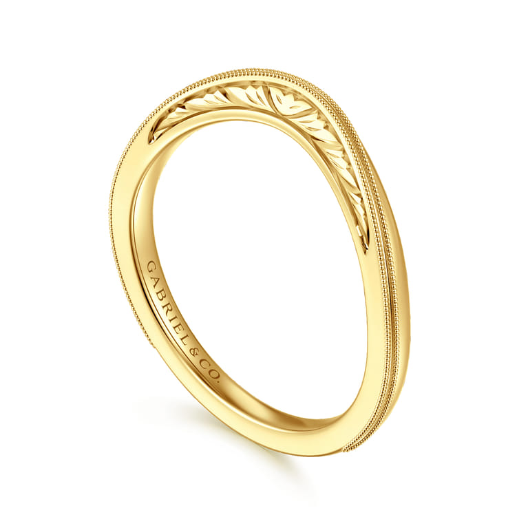 Curved Wedding Ring in 14k Yellow Gold with   at Gabriel & Co. - Shot 3