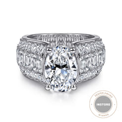 Kera - 14K White Gold Oval Diamond Engagement Ring