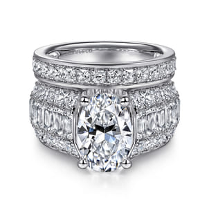 Kera - 14K White Gold Oval Diamond Engagement Ring