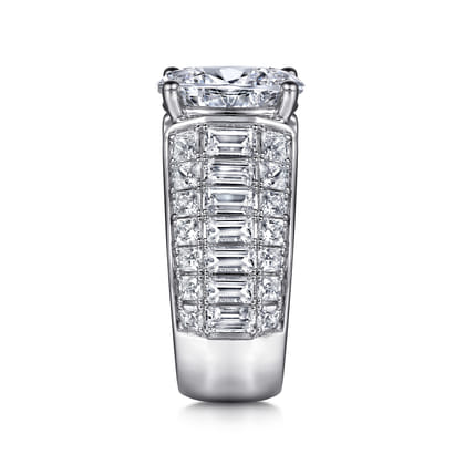 Kera - 14K White Gold Oval Wide Band Diamond Engagement Ring
