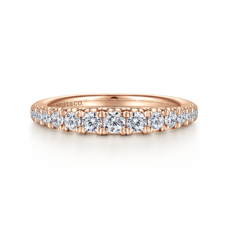 Straight Wedding Ring in 14k Rose Gold with Round Natural Diamond at Gabriel & Co. - Shot 1