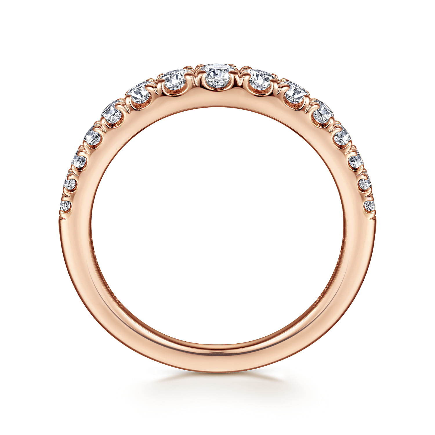 Straight Wedding Ring in 14k Rose Gold with Round Natural Diamond at Gabriel & Co. - Shot 2