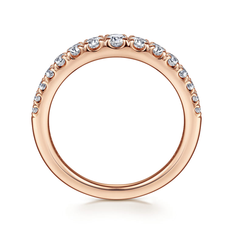 Straight Wedding Ring in 14k Rose Gold with Round Natural Diamond at Gabriel & Co. - Shot 2