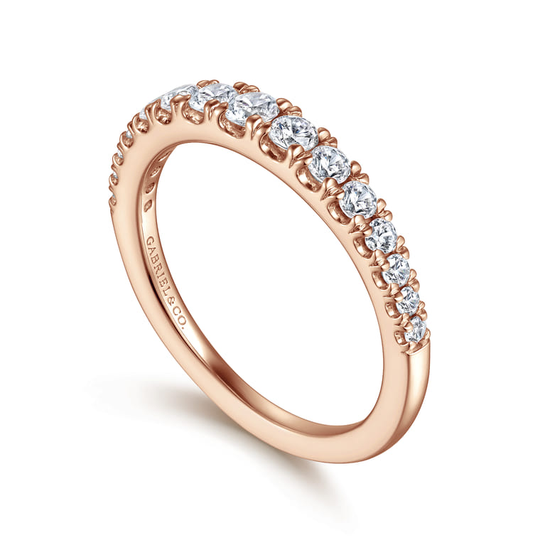 Straight Wedding Ring in 14k Rose Gold with Round Natural Diamond at Gabriel & Co. - Shot 3