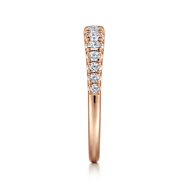 Straight Wedding Ring in 14k Rose Gold with Round Natural Diamond at Gabriel & Co. - Shot 4