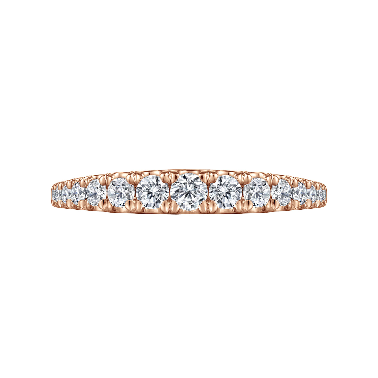 Straight Wedding Ring in 14k Rose Gold with Round Natural Diamond at Gabriel & Co. - Shot 5
