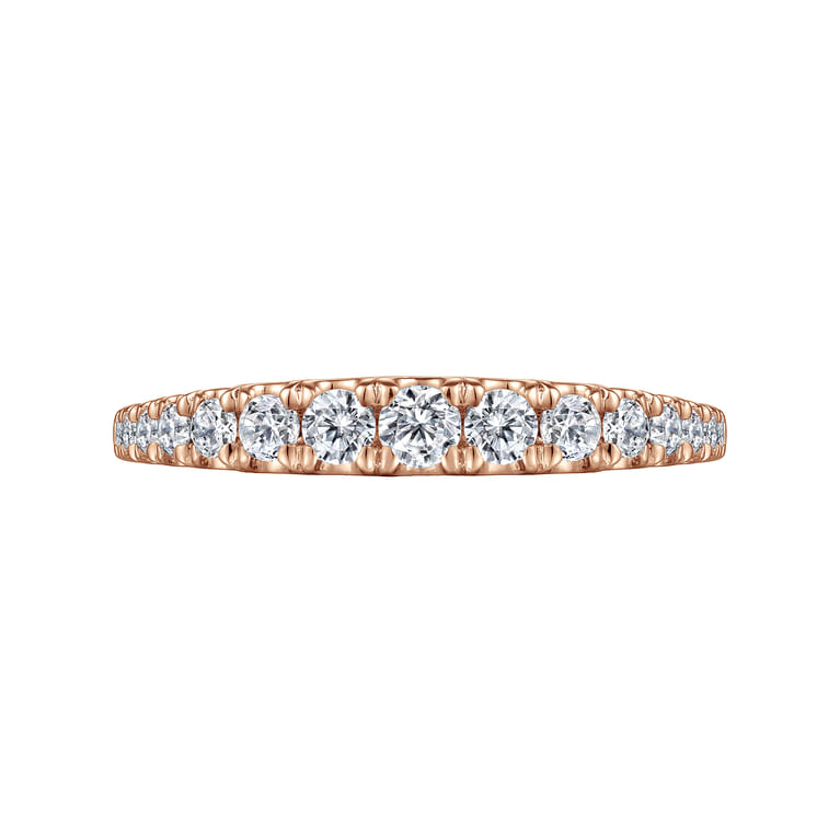 Straight Wedding Ring in 14k Rose Gold with Round Natural Diamond at Gabriel & Co. - Shot 5