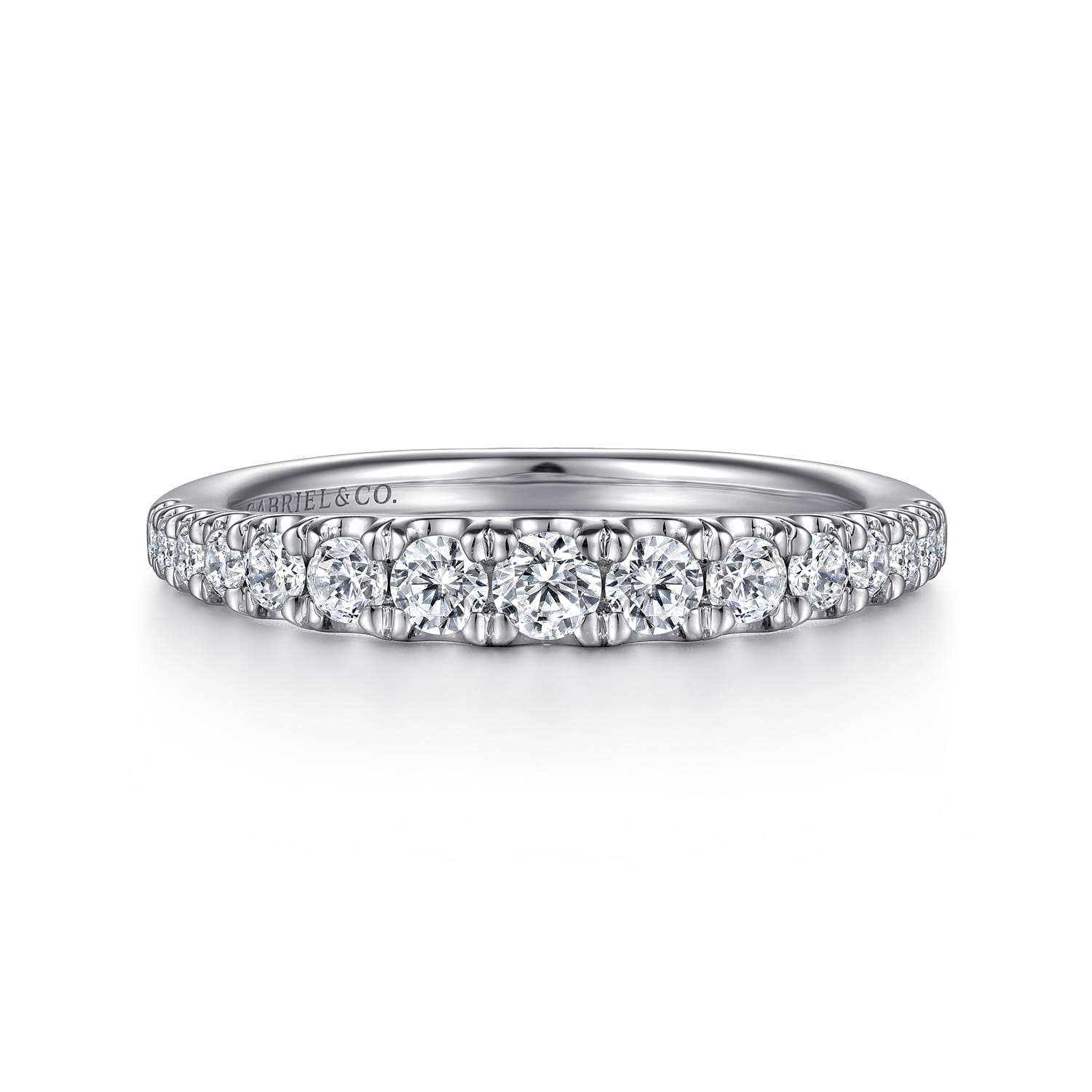 Straight Wedding Ring in 14k White Gold with Round Natural Diamond at Gabriel & Co. - Shot 1