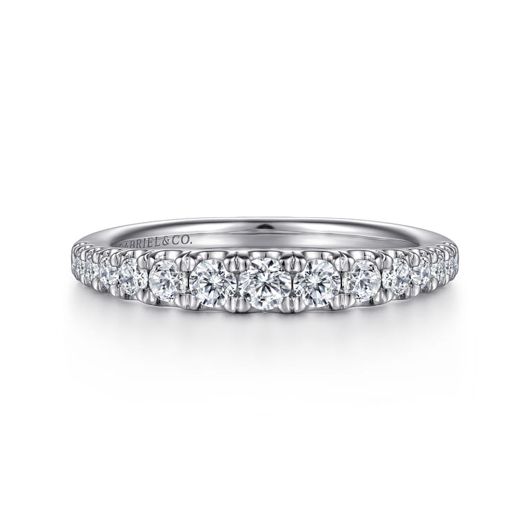Straight Wedding Ring in 14k White Gold with Round Natural Diamond at Gabriel & Co. - Shot 1