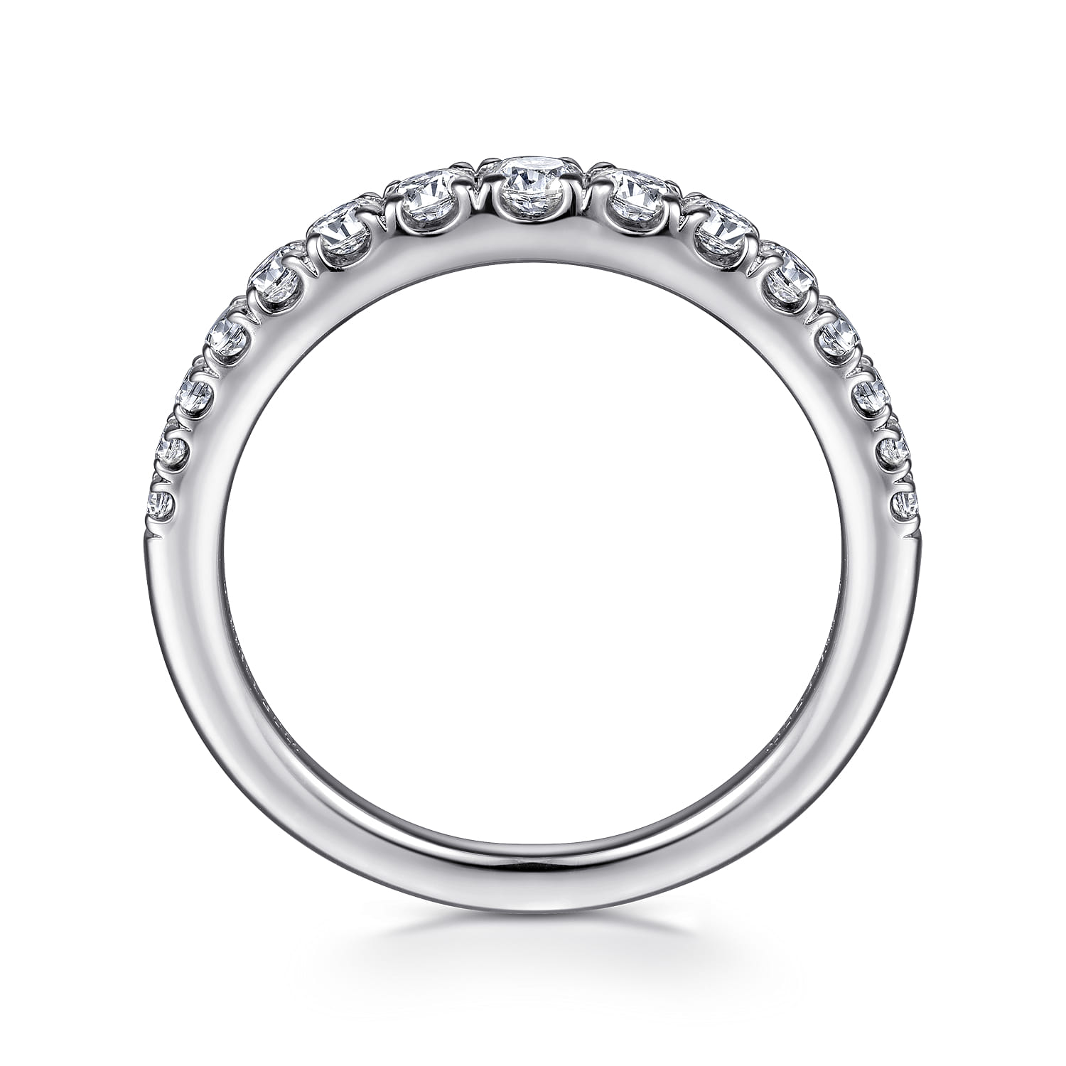 Straight Wedding Ring in 14k White Gold with Round Natural Diamond at Gabriel & Co. - Shot 2