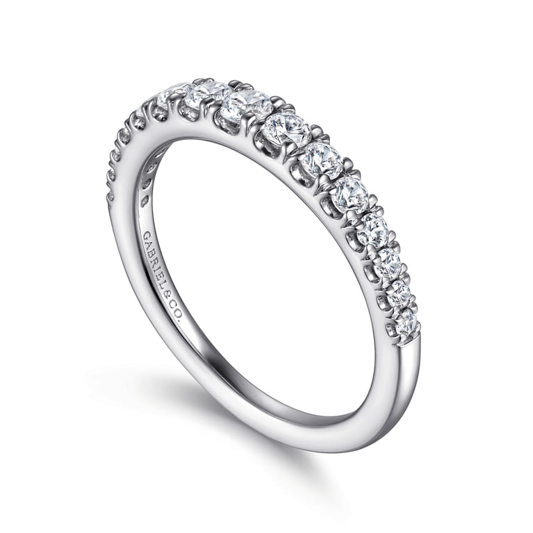 Straight Wedding Ring in 14k White Gold with Round Natural Diamond at Gabriel & Co. - Shot 3