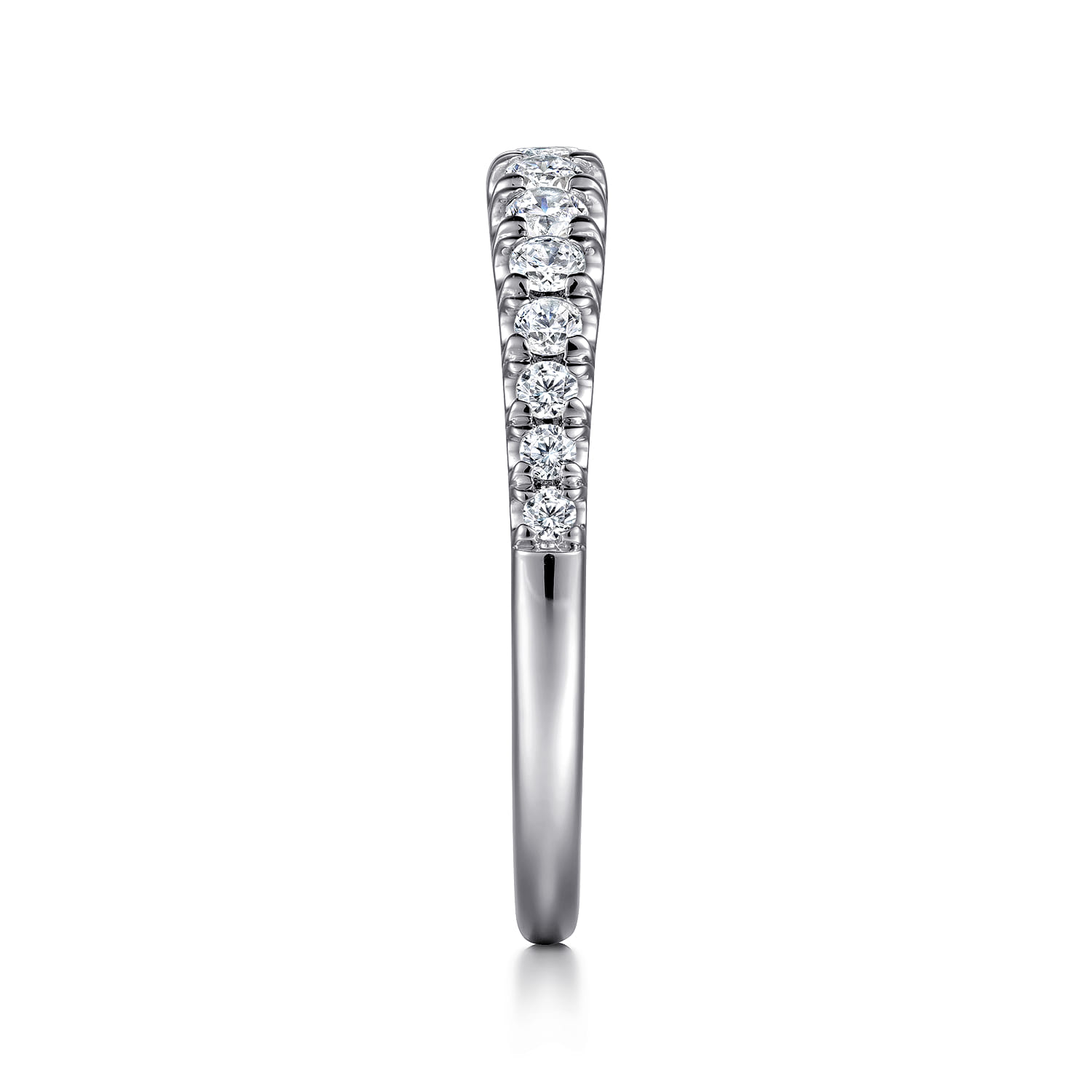 Straight Wedding Ring in 14k White Gold with Round Natural Diamond at Gabriel & Co. - Shot 4