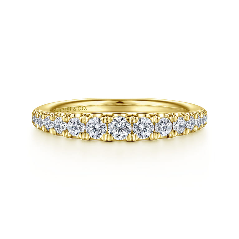 Straight Wedding Ring in 14k Yellow Gold with Round Natural Diamond at Gabriel & Co. - Shot 1