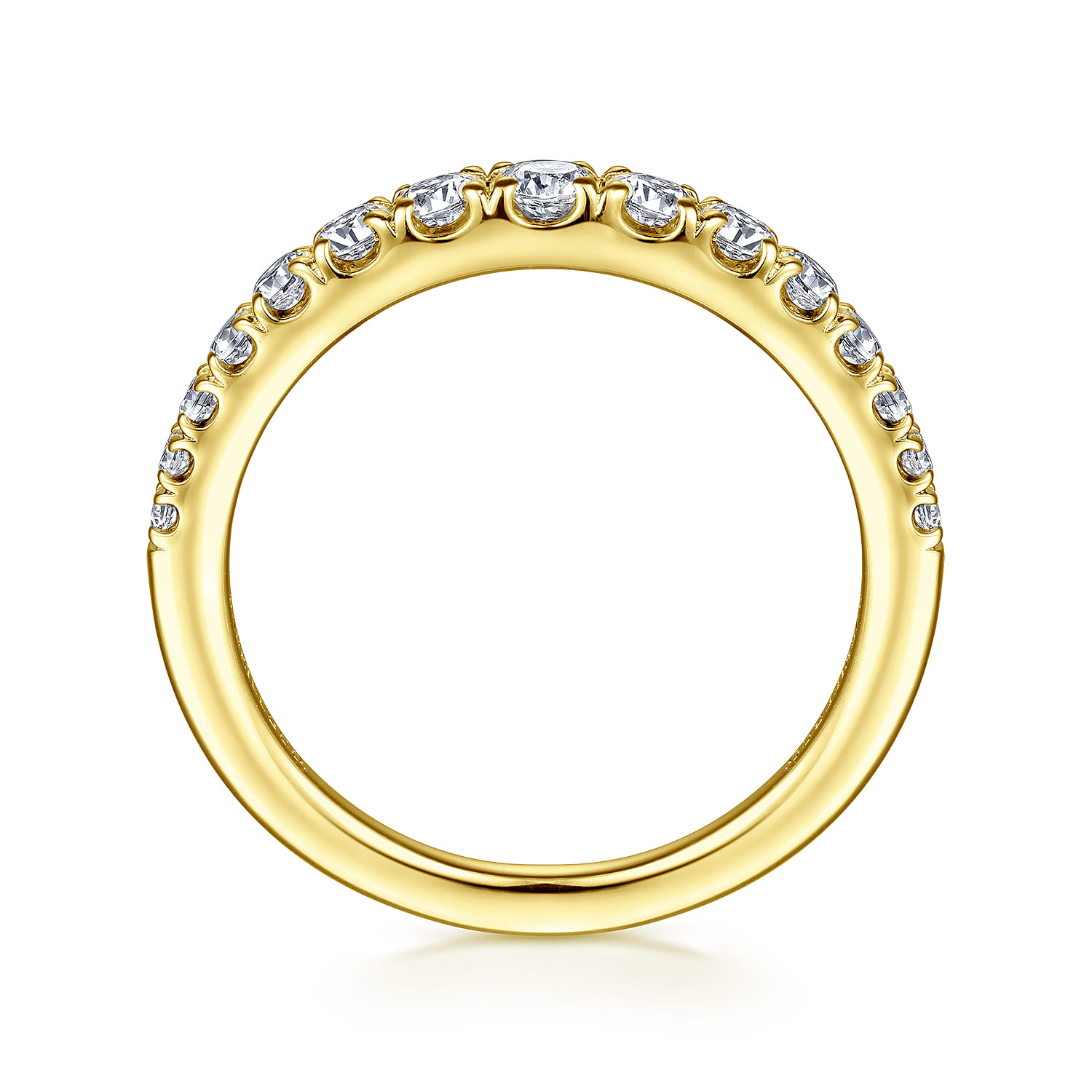 Straight Wedding Ring in 14k Yellow Gold with Round Natural Diamond at Gabriel & Co. - Shot 2