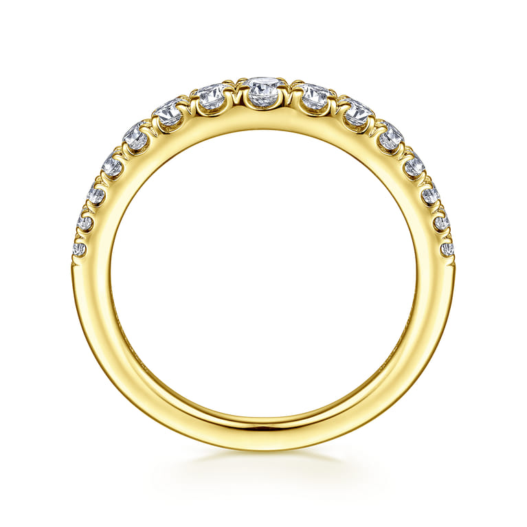 Straight Wedding Ring in 14k Yellow Gold with Round Natural Diamond at Gabriel & Co. - Shot 2