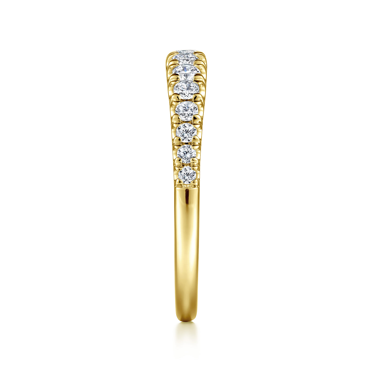 Straight Wedding Ring in 14k Yellow Gold with Round Natural Diamond at Gabriel & Co. - Shot 4