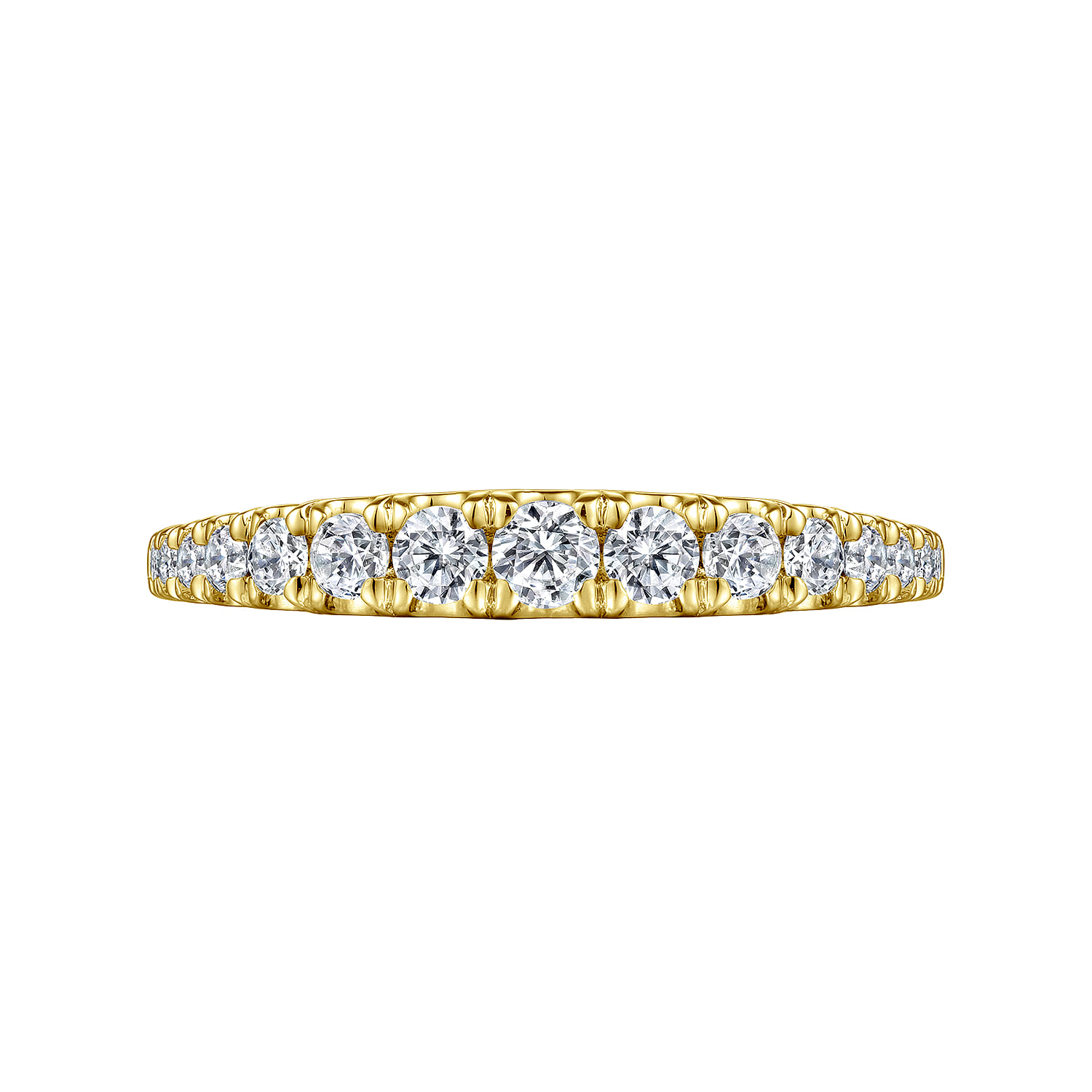 Straight Wedding Ring in 14k Yellow Gold with Round Natural Diamond at Gabriel & Co. - Shot 5