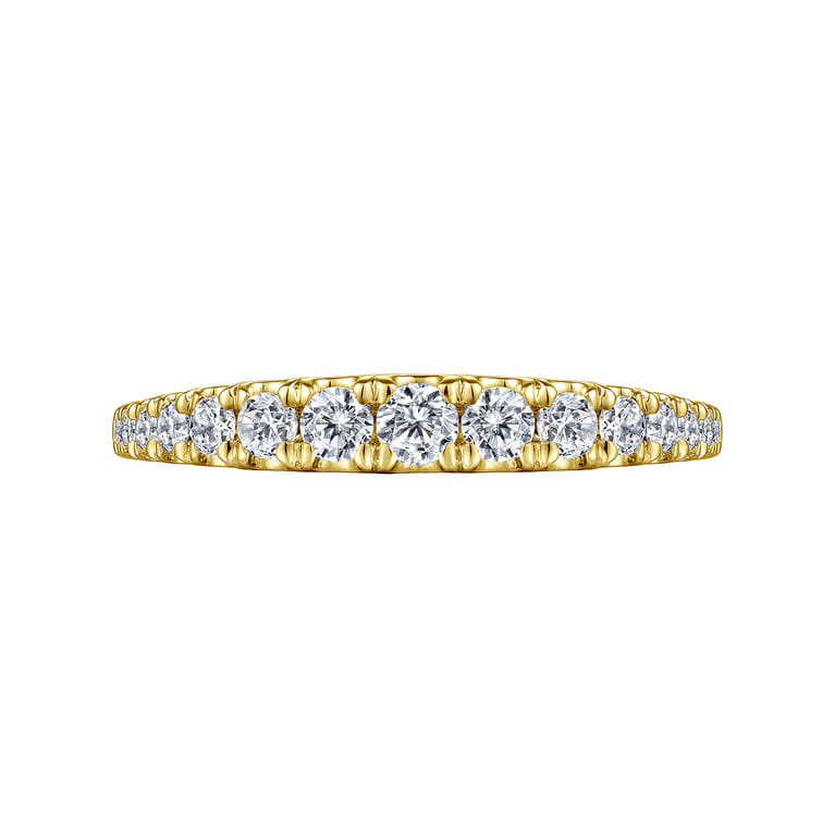 Straight Wedding Ring in 14k Yellow Gold with Round Natural Diamond at Gabriel & Co. - Shot 5