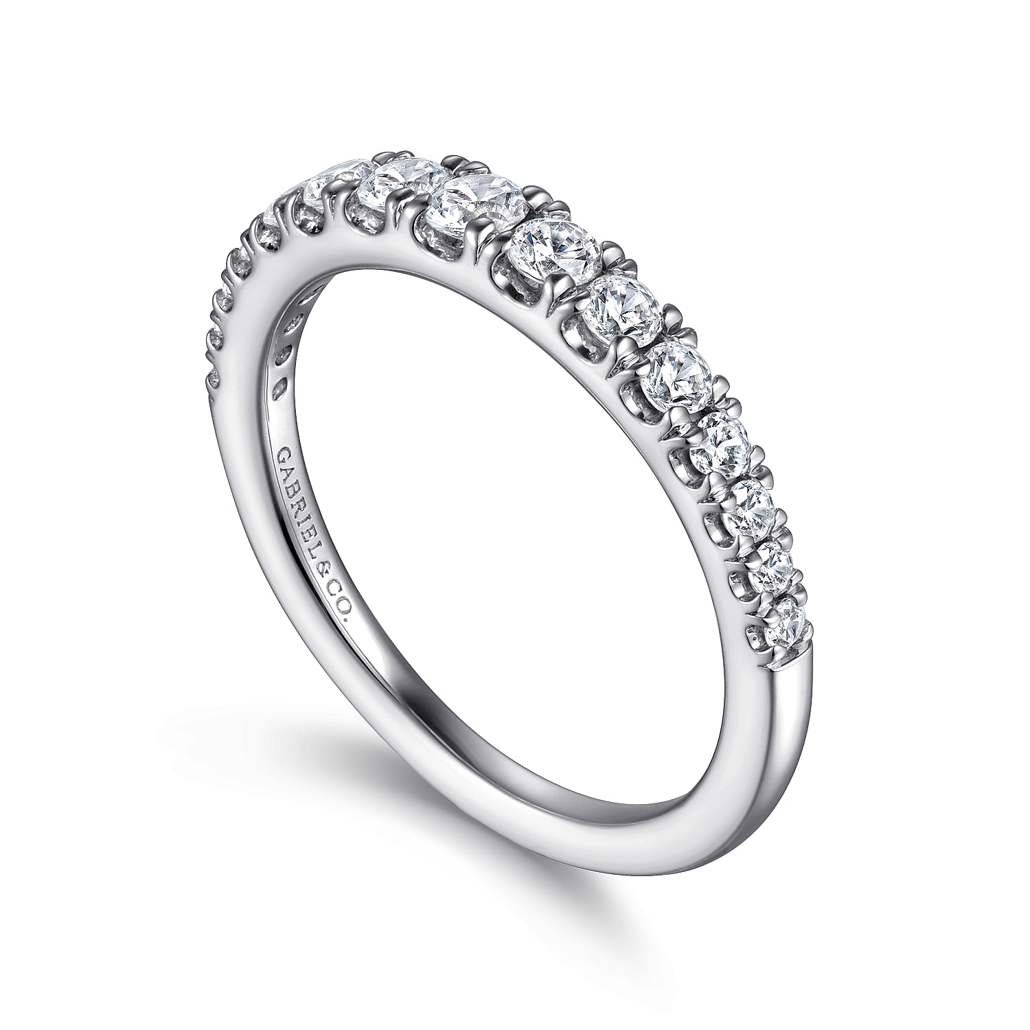 Straight Wedding Ring in Platinum with Round Natural Diamond at Gabriel & Co. - Shot 3