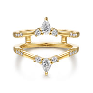 Kiara - 14K Yellow Gold Prong set Pear and Round Diamond Ring Enhancer