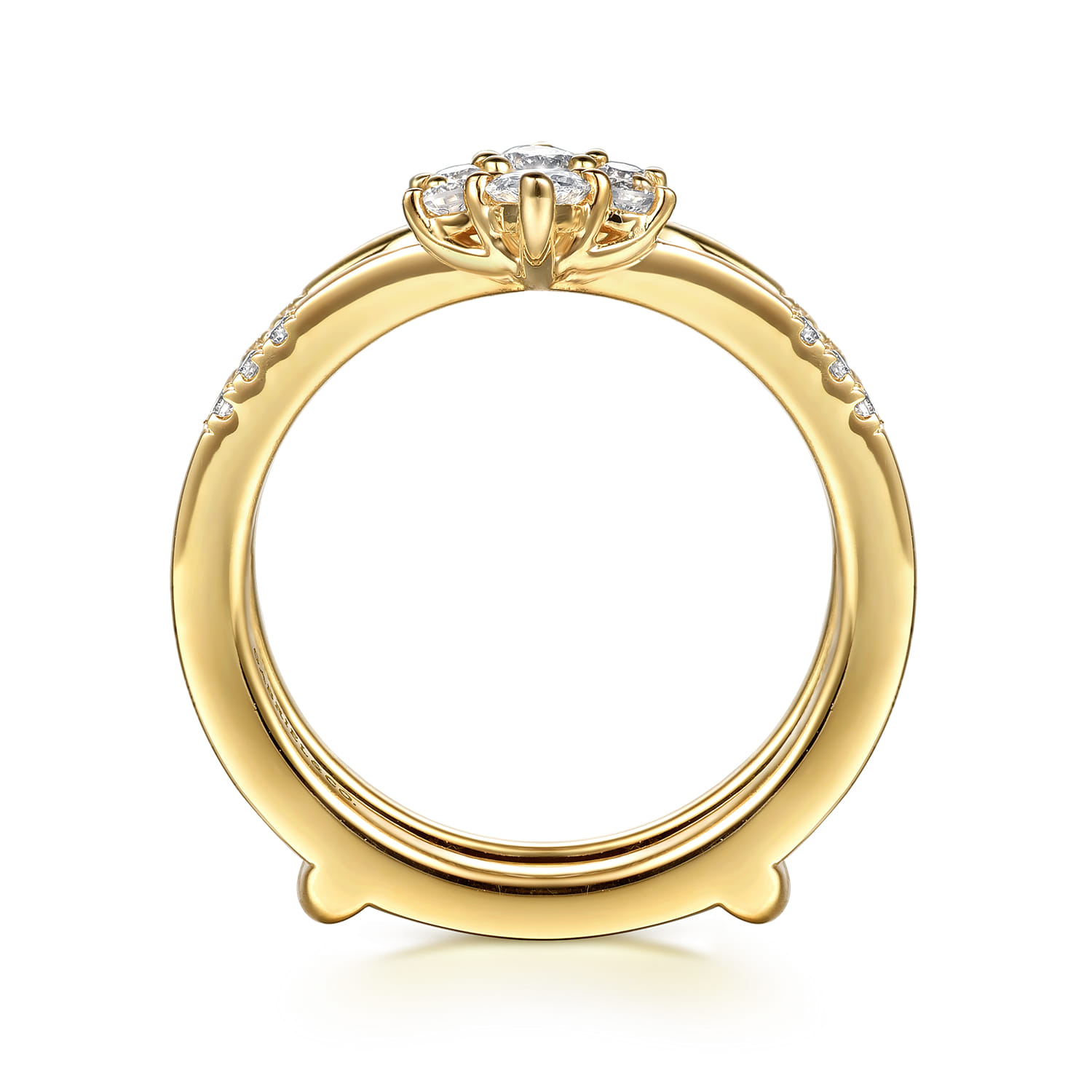 Enhancer Wedding Ring in 14k Yellow Gold with Pear Natural Diamond at Gabriel & Co. - Shot 2