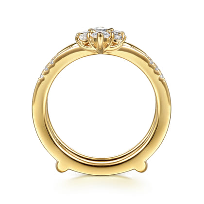 Kiara - 14K Yellow Gold Prong set Pear and Round Diamond Ring Enhancer